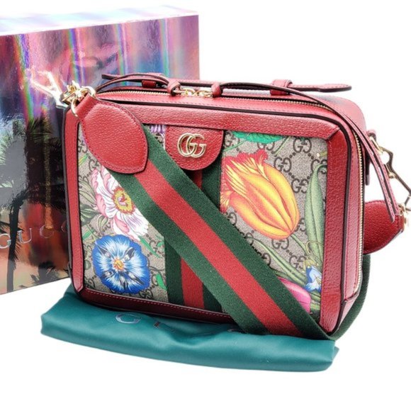GUCCI GG Small Ophidia GG Flora Shoulder Bag New - Picture 3 of 14